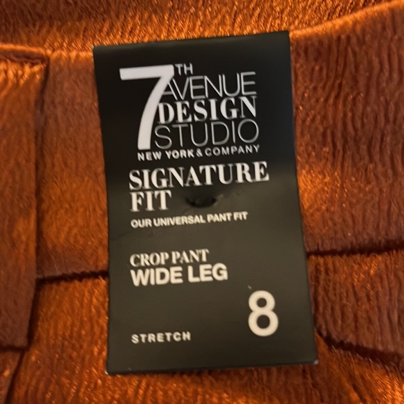 NWT Gorgeous orangey-rust satin crop pants - Picture 6 of 6